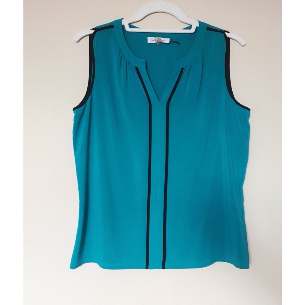 ☀️ Calvin Klein Teal V-Neck Top | Size S